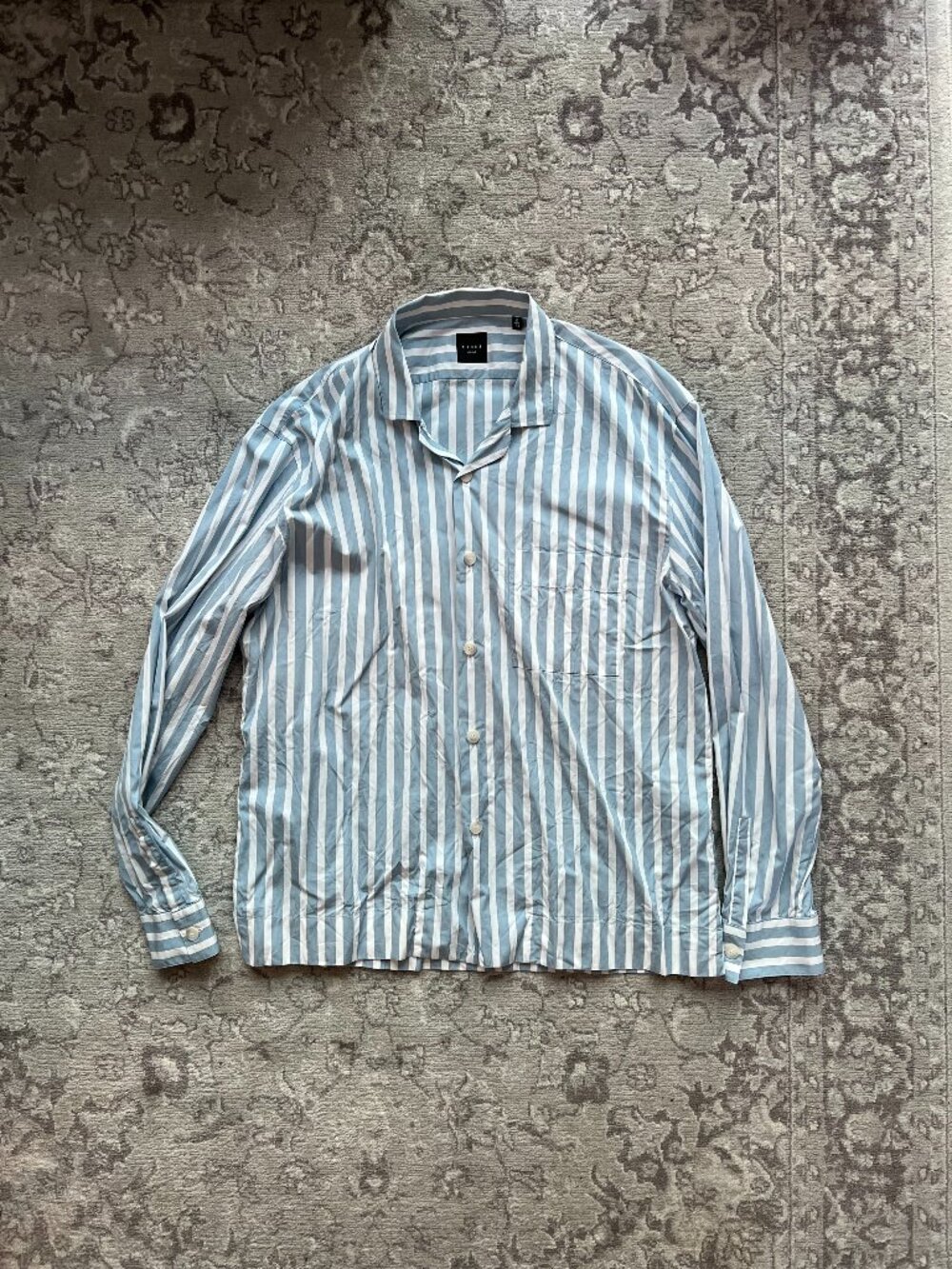 Xacus Striped Long Sleeve Cabanna Shirt